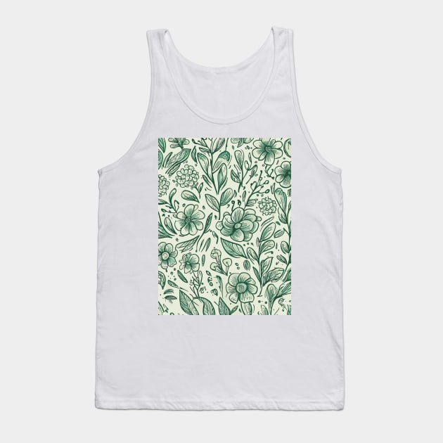 Floral Pattern Hand Drawn Sketch: Hand-Drawn Blossom Art Tank Top by FLRW